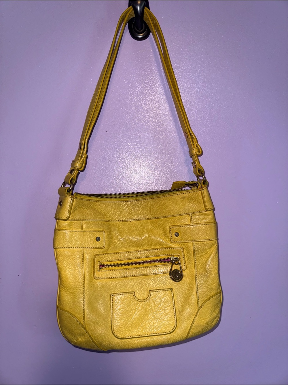 Isaac Mizrahi Yellow Leather Shoulder Bag